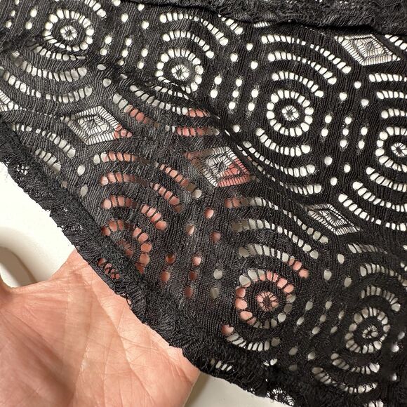 Black Lace Kimono Cardigan LuLaRoe Sz M Open Front Sheer Cover Up Boho Festival - Picture 11 of 14